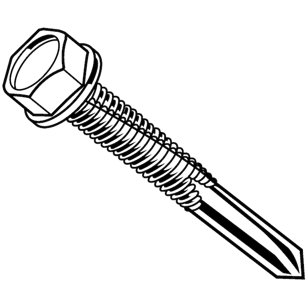 Buildright Self-Drilling Screw, #12 x 1-1/2 in, Zinc Plated Steel Flange Hex Head External Hex Drive, 2500 PK 54855 - main